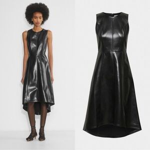 Wilfred Black Sleeveless High-Low Faux-Leather Dress